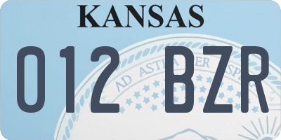 KS license plate 012BZR