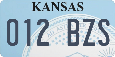 KS license plate 012BZS