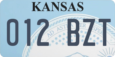 KS license plate 012BZT