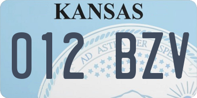 KS license plate 012BZV
