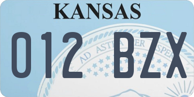 KS license plate 012BZX