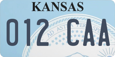 KS license plate 012CAA