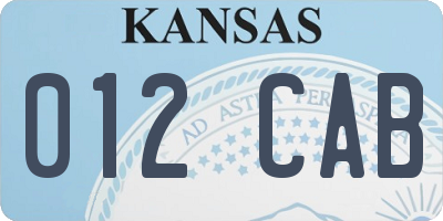 KS license plate 012CAB