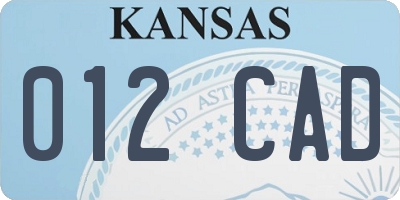 KS license plate 012CAD