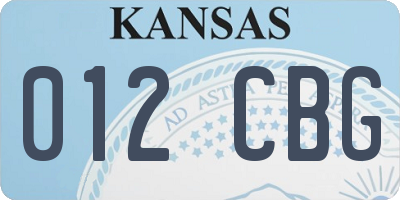 KS license plate 012CBG