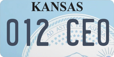 KS license plate 012CEO