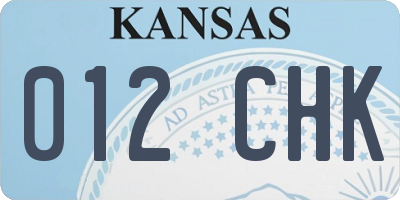 KS license plate 012CHK