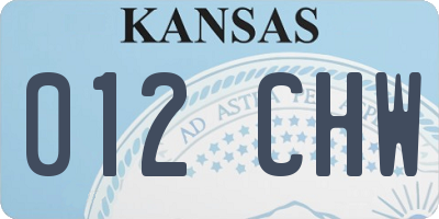 KS license plate 012CHW