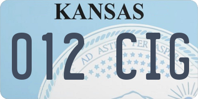 KS license plate 012CIG