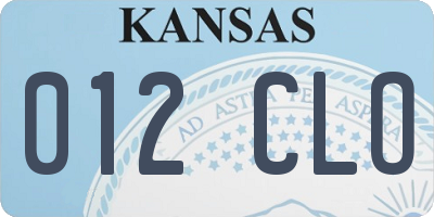 KS license plate 012CLO
