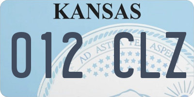 KS license plate 012CLZ