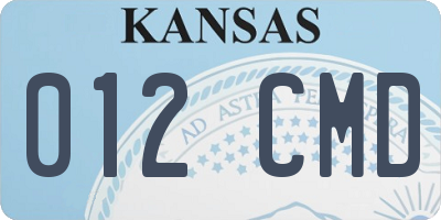 KS license plate 012CMD