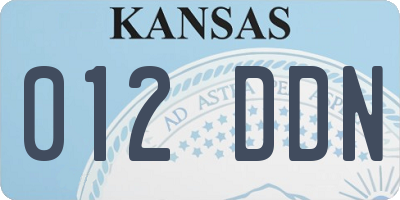 KS license plate 012DDN