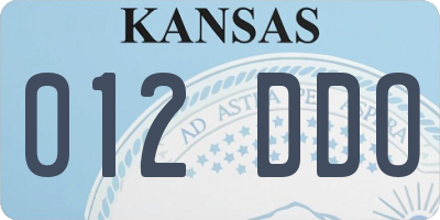 KS license plate 012DDO