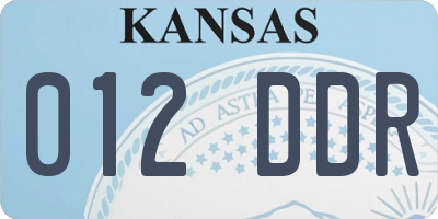 KS license plate 012DDR