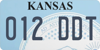 KS license plate 012DDT