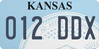 KS license plate 012DDX