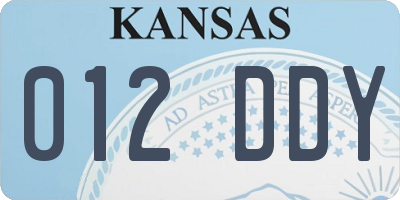 KS license plate 012DDY