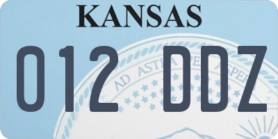 KS license plate 012DDZ