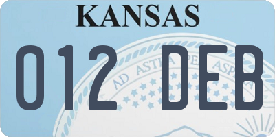 KS license plate 012DEB