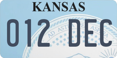 KS license plate 012DEC