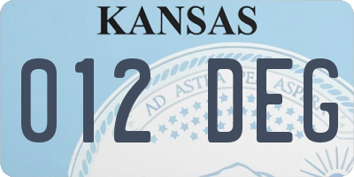 KS license plate 012DEG
