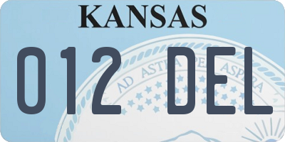 KS license plate 012DEL