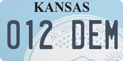 KS license plate 012DEM