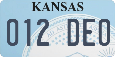 KS license plate 012DEO