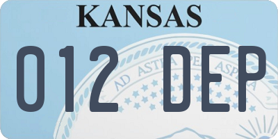 KS license plate 012DEP