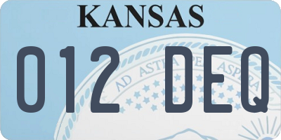 KS license plate 012DEQ
