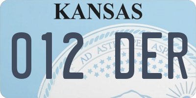 KS license plate 012DER