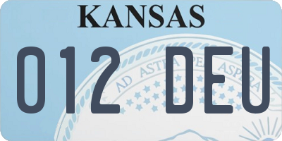 KS license plate 012DEU