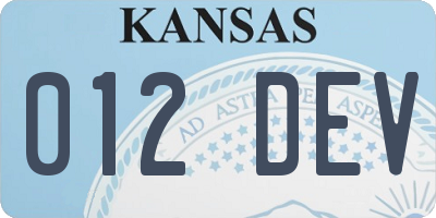KS license plate 012DEV