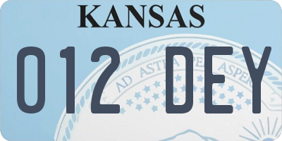KS license plate 012DEY