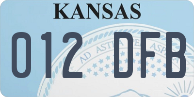 KS license plate 012DFB