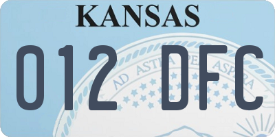 KS license plate 012DFC