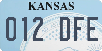 KS license plate 012DFE