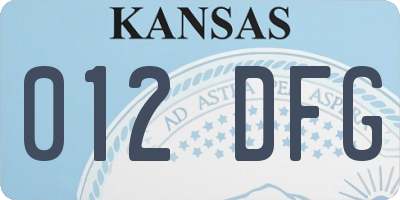 KS license plate 012DFG