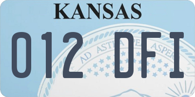 KS license plate 012DFI