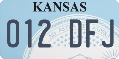 KS license plate 012DFJ