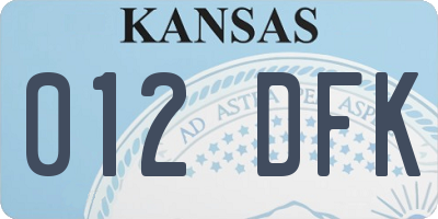 KS license plate 012DFK