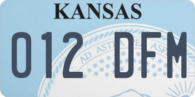 KS license plate 012DFM
