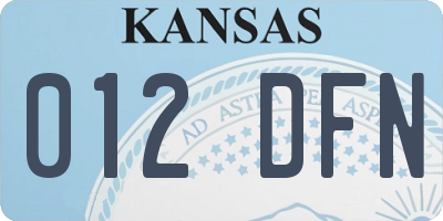 KS license plate 012DFN