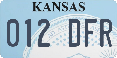 KS license plate 012DFR