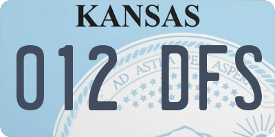KS license plate 012DFS