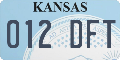 KS license plate 012DFT