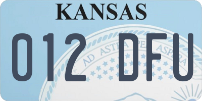 KS license plate 012DFU