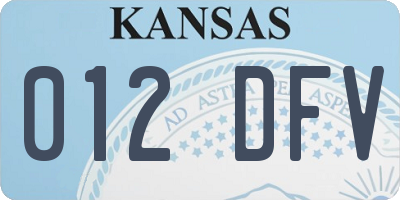 KS license plate 012DFV