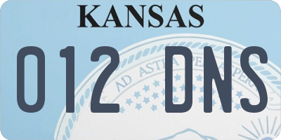 KS license plate 012DNS